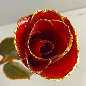 Real rose, preserved and dipped in 24 karat gold